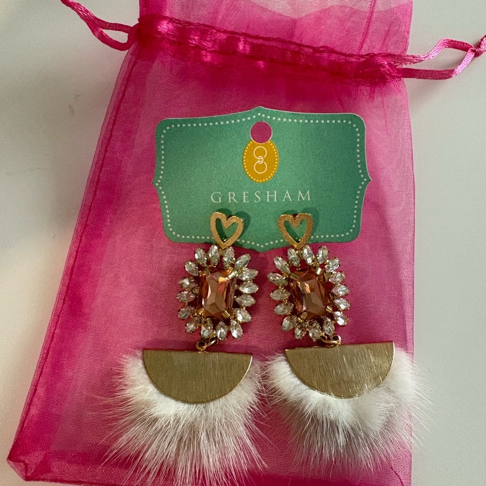 Gresham Crystal and Mink Statement Earrings